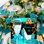 40 Fabulous Teal Blue Gold 40th Birthday Party 3 Invitation<br><div class="desc">High Heel Shoes Fabulous 40 40's 40th Elegant Teal Blue Yellow Gold Black Birthday Party Champagne. Womens ladies or Girls. Elegant Classy Celebrations All Occasion Invitations. Party birthday invites Template for 21st,  30th,  40th,  50th,  60th,  70th,  80th,  90,  100th, </div>