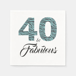 40 Fabulous Turquoise Black Zebra Birthday Party Napkins