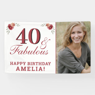 40 & Fabulous Watercolor Floral 40th Birthday Banner