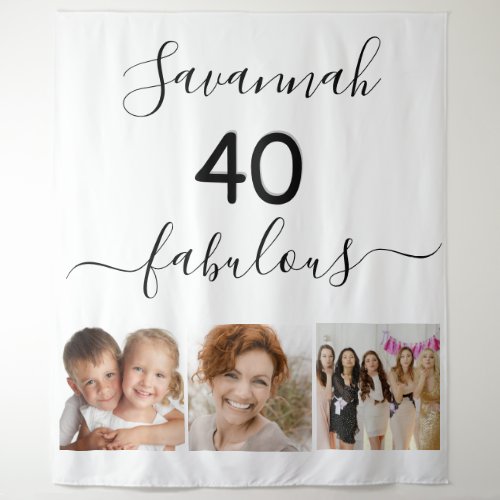 40 fabulous white name photo birthday party tapestry