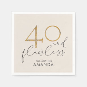 40 & Flawless Blush Pink Gold & Gray Personalized Napkins