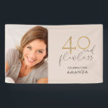 40 & Flawless Pink and Gold 40th Birthday Photo Banner<br><div class="desc">Celebrate your 40th birthday flawlessly with this cute "40 and flawless" blush pink and gold photo banner. Featuring your photo on the left, the number "40" is rendered in faux gold leaf on a blush background. "And flawless"is written in dark gray hand lettered script type, and the cover is personalized...</div>