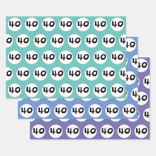 40 for Colorful 40th Birthday Wrapping Paper