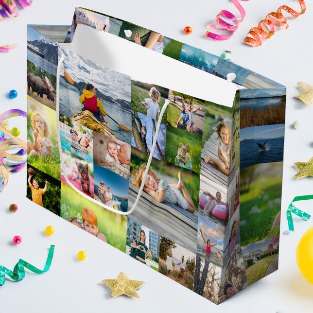 40 Horizontal Photo Collage Large Gift Bag (40 Horizontal Photo Collage Large Gift Bag)