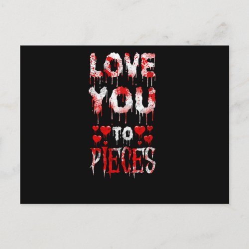 40Horror Movie Love You To Pieces Hearts Invitation Postcard