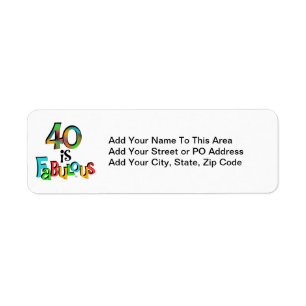 40 is Fabulous Birthday T-shirts and Gifts Label