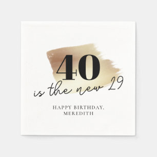 40 is the New 29 Gold Black 40th Birthday Party Napkins