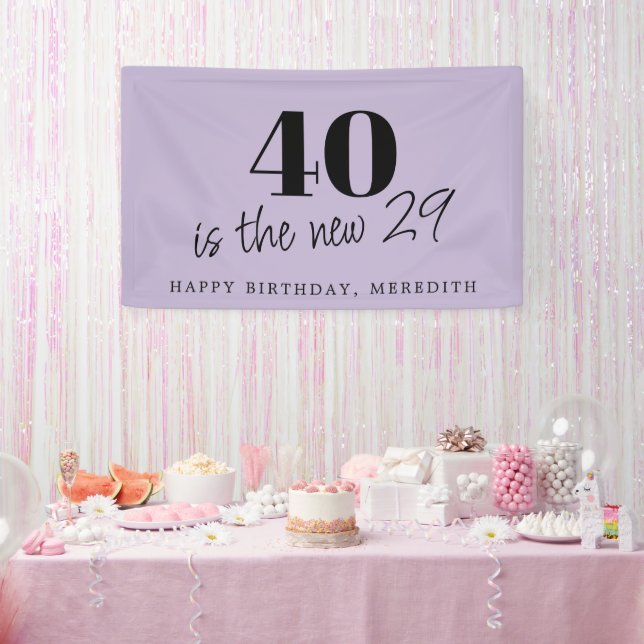 40 is the New 29 Lavender 40th Birthday Party Banner (Party)