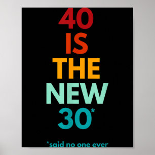40 Is The New 30 Said Ever, Funny 40th Birthday  Poster