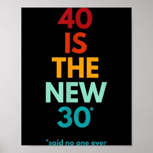 40 Is The New 30 Said Ever, Funny 40th Birthday  Poster (Front)