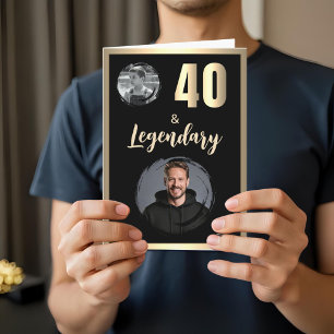 40 & Legendary 2 Photos 40th Birthday Gold Card
