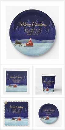 40+ Matching Christmas Blue Forest & Santa Sleigh