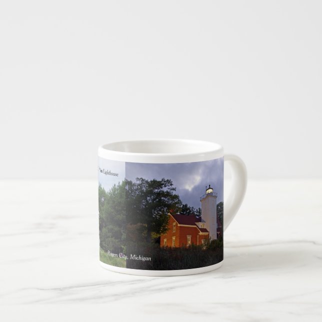 40 Mile Point Lighthouse 2 pict espresso mug (Front Right)