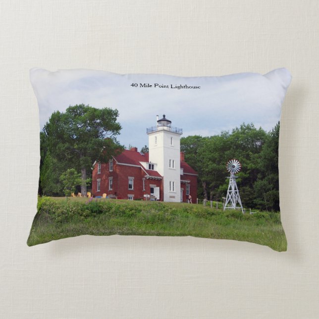 40 Mile Point Lighthouse accent pillow (Back)
