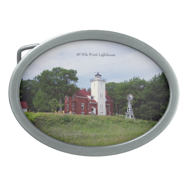 40 Mile Point Lighthouse belt buckle (Front)