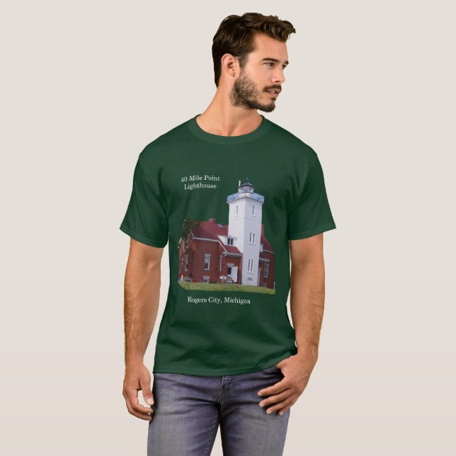 40 Mile Point lighthouse dark shirt (Front Full)