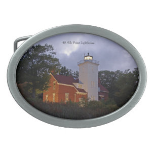 40 Mile Point Lighthouse dusk belt buckle