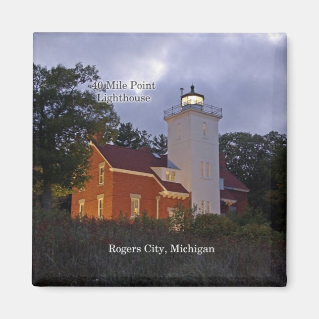 40 Mile point lighthouse dusk magnet (Front)