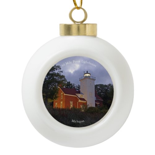40 Mile Point Lighthouse dusk ornament