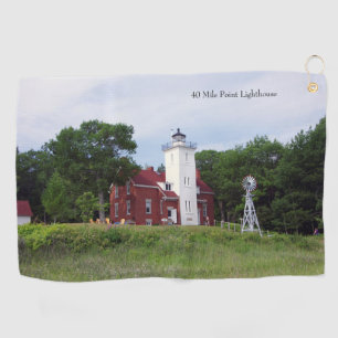 40 Mile Point Lighthouse golf towel