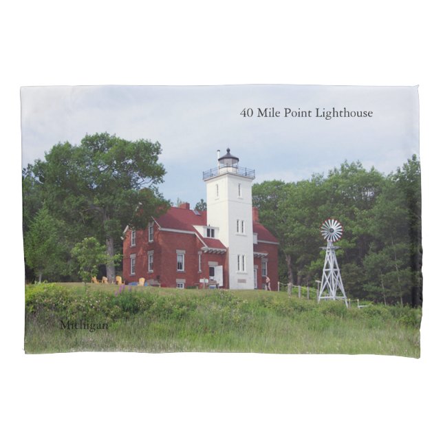 40 Mile Point Lighthouse pillow case (Front)