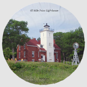 40 Mile Point Lighthouse round beach towel Beach Towel