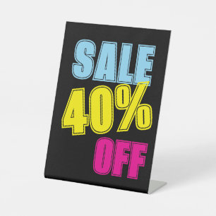 40% Off Sale Sign, Tabletop Counter Signage, Store Pedestal Sign