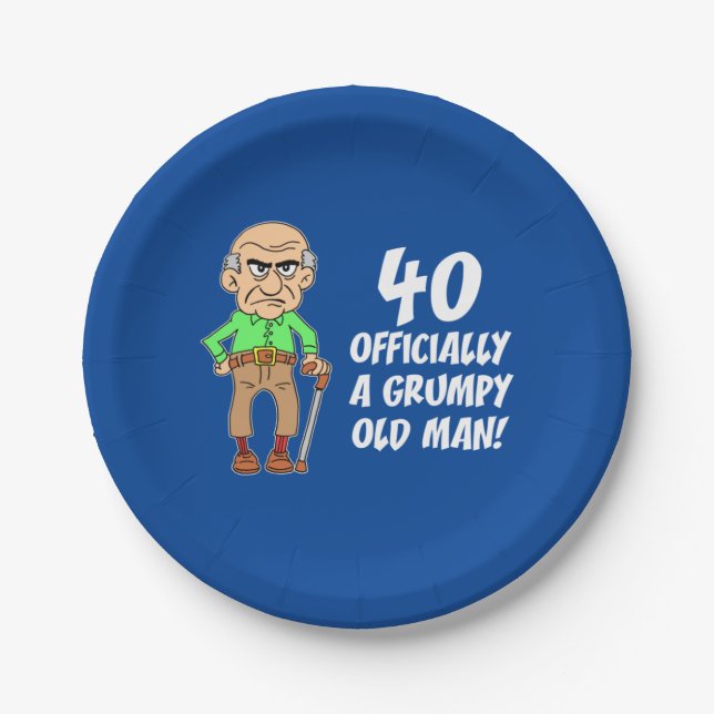 40 Officially A Grumpy Old Man Paper Plate (Front)