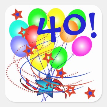 40! Or Any Age Birthday Balloons Stickers by mvdesigns at Zazzle