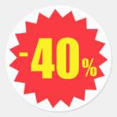 40% Forty Percent OFF discount sale white red Classic Round Sticker