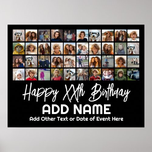 40 Photo Collage _ 4 Rows 10 Columns _ Birthday Poster