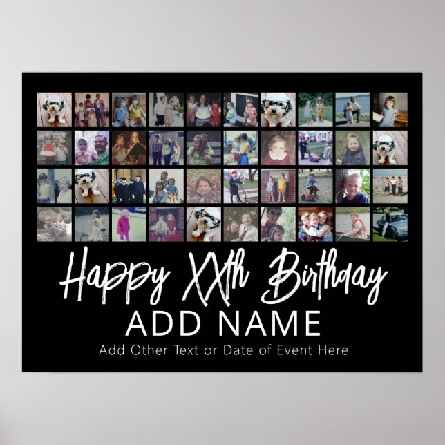 40 Photo Collage - 4 Rows 10 Columns - Birthday Poster (Front)