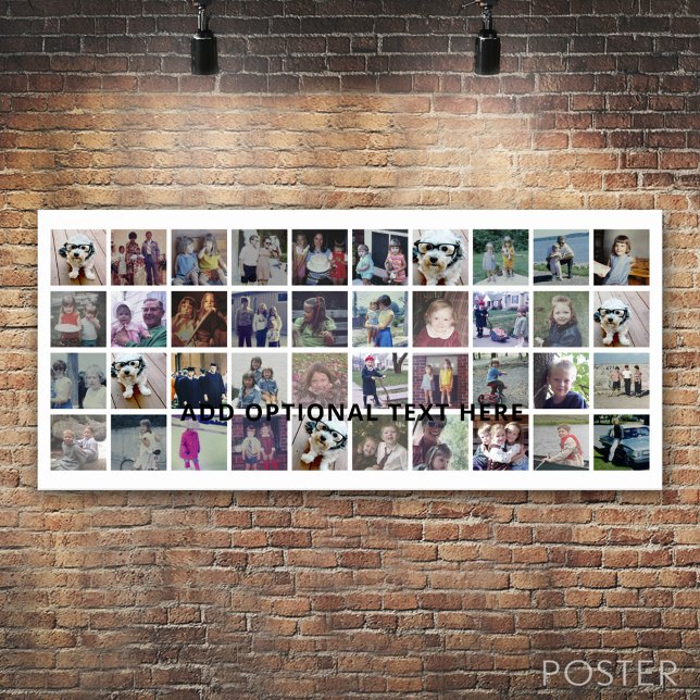 40 Photo Collage - 4 Rows 10 Columns - Black Text Poster (Custom Photo Collage Poster)
