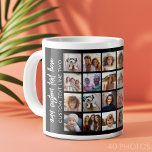 40 Photo Collage - 4 Rows 10 Columns - Script Name Giant Coffee Mug<br><div class="desc">A simple photo grid with lots of photos for all your phone pics. This trendy collage party design includes a place for forty pictures or life highlights. The optional script text on the bottom can be used for names, events, dates and more! If you need to adjust the artwork or...</div>