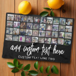 40 Photo Collage - 4 Rows 10 Columns - Script Name Kitchen Towel<br><div class="desc">This trendy collage party design includes a place for forty pictures or life highlights. The optional script text on the bottom can be used for names,  events,  dates and more!
If you need to adjust the artwork or change the background color,  click on the customize button and make changes.</div>