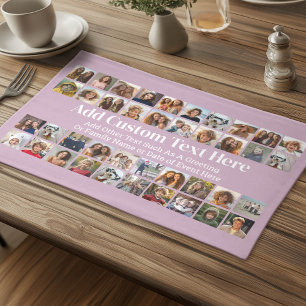 40 Photo Collage - 4 Rows 10 Columns - Script Text Cloth Placemat