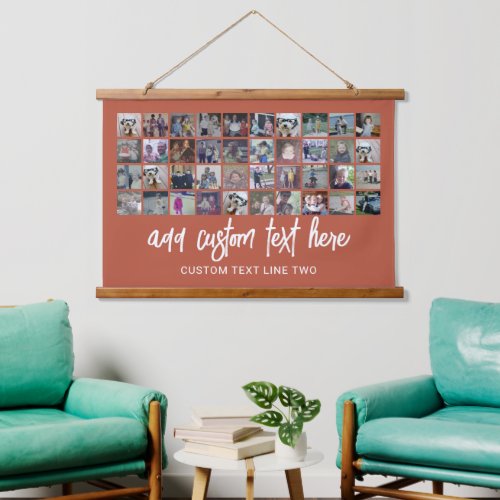 40 Photo Collage _ 4 Rows 10 Columns _ Script text Hanging Tapestry