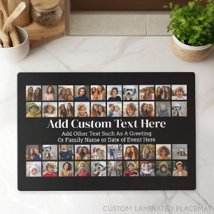 40 Photo Collage - 4 Rows 10 Columns - Script Text Placemat