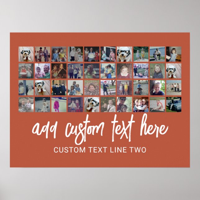 40 Photo Collage - 4 Rows 10 Columns - Script text Poster (Front)