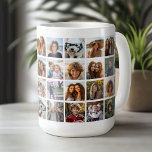 40 Photo Collage - 4 Rows 10 Columns - White Coffee Mug<br><div class="desc">This trendy photo grid design includes a place for forty pictures or life highlights. If you need to adjust the artwork or change the background color,  click on the customize button and make changes.</div>
