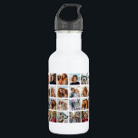 40 Photo Collage - 4 Rows 10 Columns - White Stainless Steel Water Bottle<br><div class="desc">This trendy photo grid design includes a place for forty pictures or life highlights. If you need to adjust the artwork or change the background color,  click on the customize button and make changes.</div>