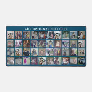 40 Photo Collage - 4 Rows 10 Columns - White Text Desk Mat
