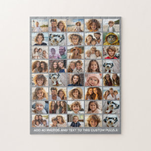 40 Photo Collage - 8 Rows 5 Columns - White Text Jigsaw Puzzle