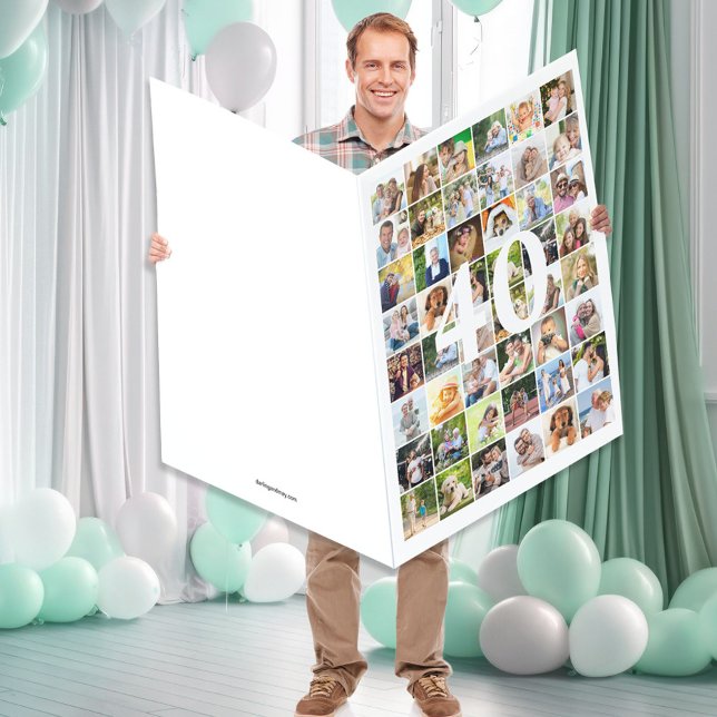 40 Photo Collage for 40 Years Huge 40th Birthday Card (Creator Uploaded)