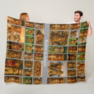 40 Photo Collage Template And Text Personalized Fleece Blanket