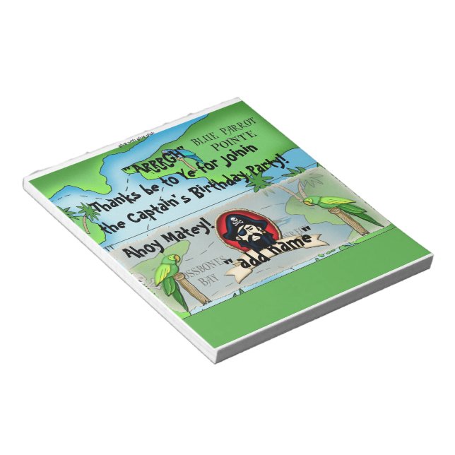 40 Pirate Birthday Candy Bar Wrapper Party Favor Notepad (Angled)