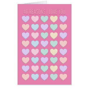 40 reasons I love you   40th Birthday Gift   Jumbo Card