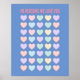 40 reasons We love You - 40th Birthday Gifts Poster