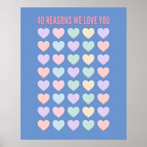 40 reasons We love You _ 40th Birthday Gifts Poster