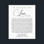 40 reasons we love you birthday gift mom sister canvas print<br><div class="desc">This is a DO IT YOURSELF XX Reasons why we love you. roses reasons we love you,  editable 50 Reasons,  60th birthday,  editable,  80th birthday,  memories,  love you,  mom,  retire You can edit the main body text. Designed by The Arty Apples Limited</div>